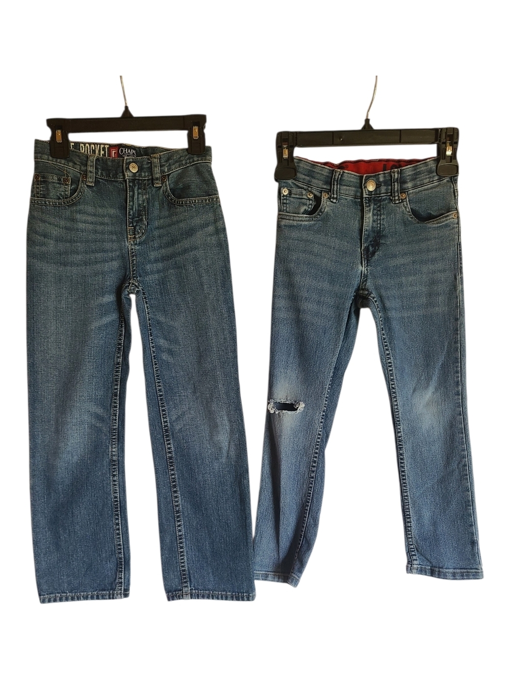 Set of 2 Boys Straight Leg Jeans Size 7 | Levi’s & Chaps | Adjustable Waist